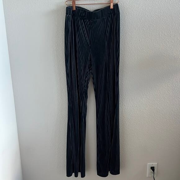 Elastic Waist Blue Ribbed Pull On Flare Pants Elastic Waist Medium (Shein) - Picture 1 of 6